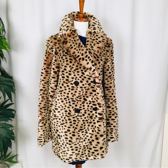 Avec Les Filles Jackets & Blazers - Avec Les Filles Faux Fur Leopard Jacket Coat